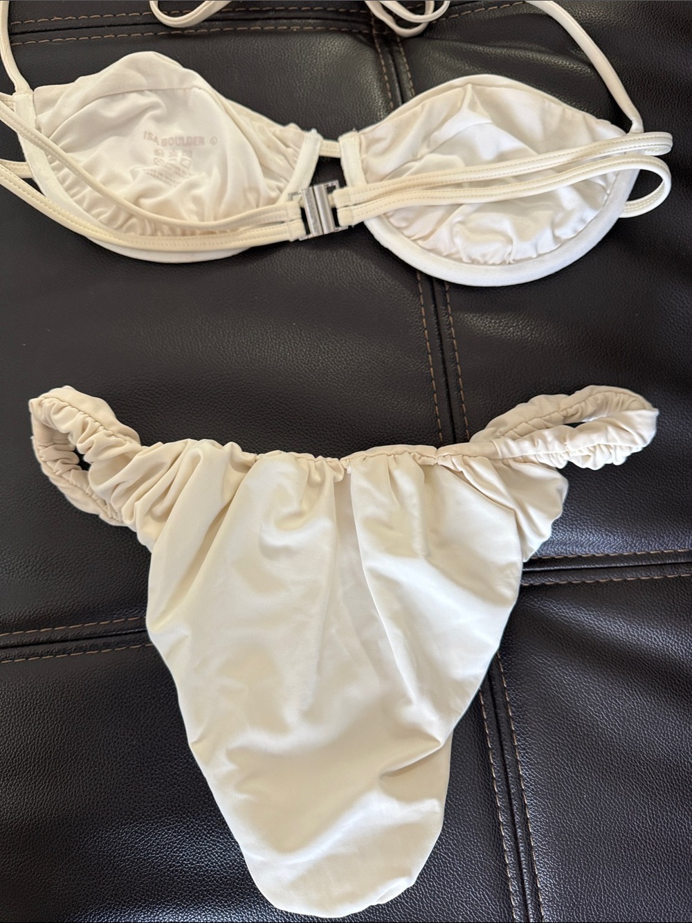 Isa Boulder Cream Ruched Bikini Set - Picture 6 of 10